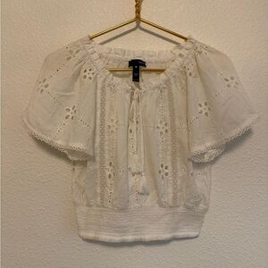 AQUA White Eyelet Women's Blouse M